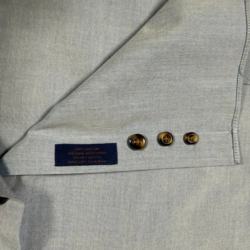 David Donahue Dress Shirt Men Size 16.5 32 / 33 Blue Long Sleeve 100% Cotton GUC - Picture 4 of 11